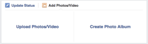 Box with Upload Photos Video, Create Photo Album, Upload Status, and Add Photos Videos