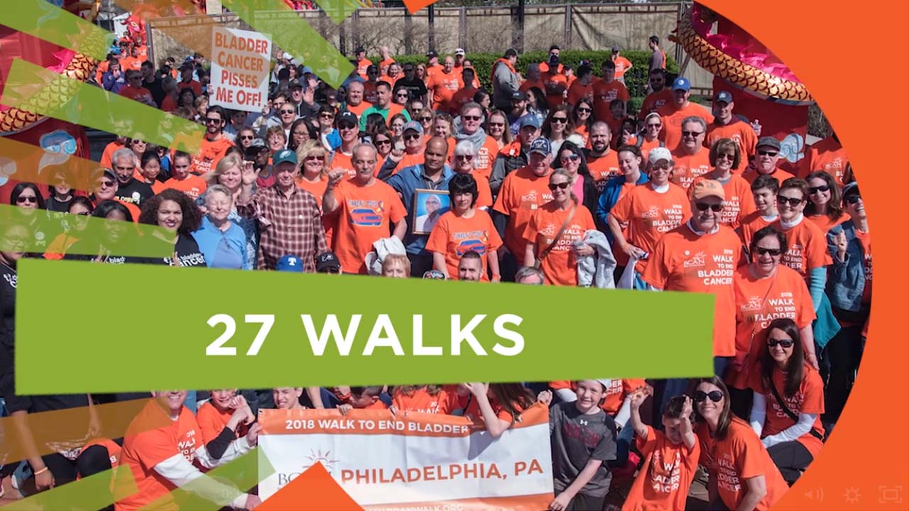 Philadelphia walkers from one of 27 walks of the Bladder Cancer Advocacy Network's 2018 Walk to End Bladder Cancer