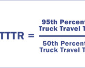 Thumbnail of a slide with TTTR equals 98th Percentile Truck Travel Times divided by 50th Percentile Truck Travel time for new procedures training video