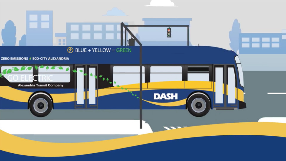 transit signal priority video custom animated bus moving through intersection