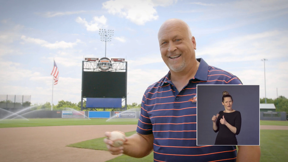 Disability Employment Awareness Video with Cal Ripken baseball and ASL interpreter picture in picture Portfolio %page