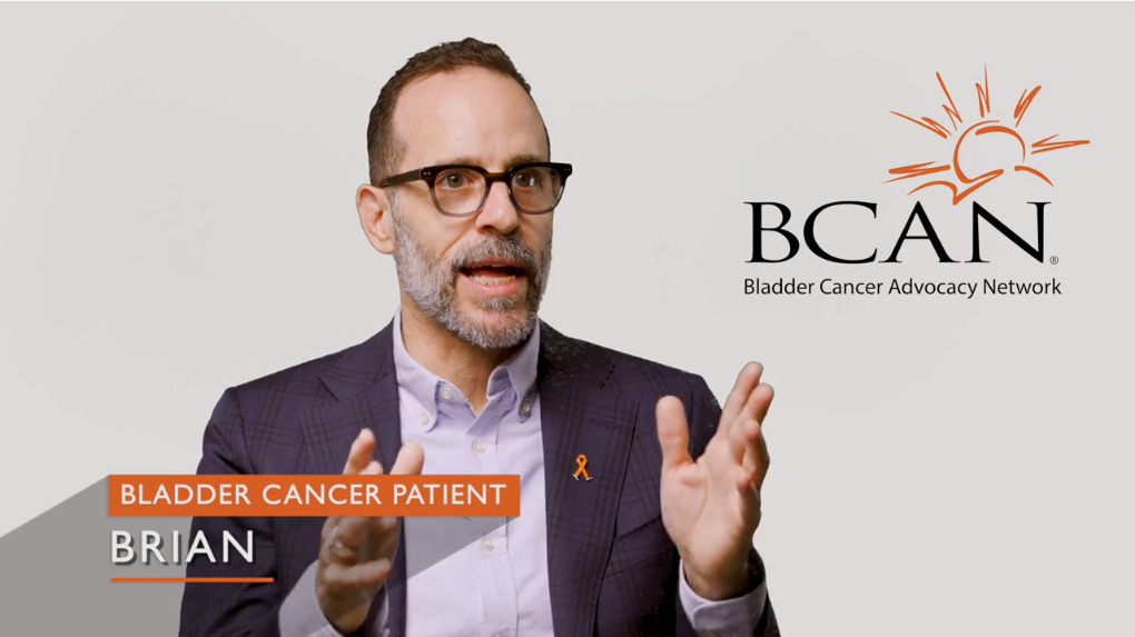 thumbnail with a patient for a cancer support group video supported by BCAN Bladder Cancer Advocacy Network Home %page