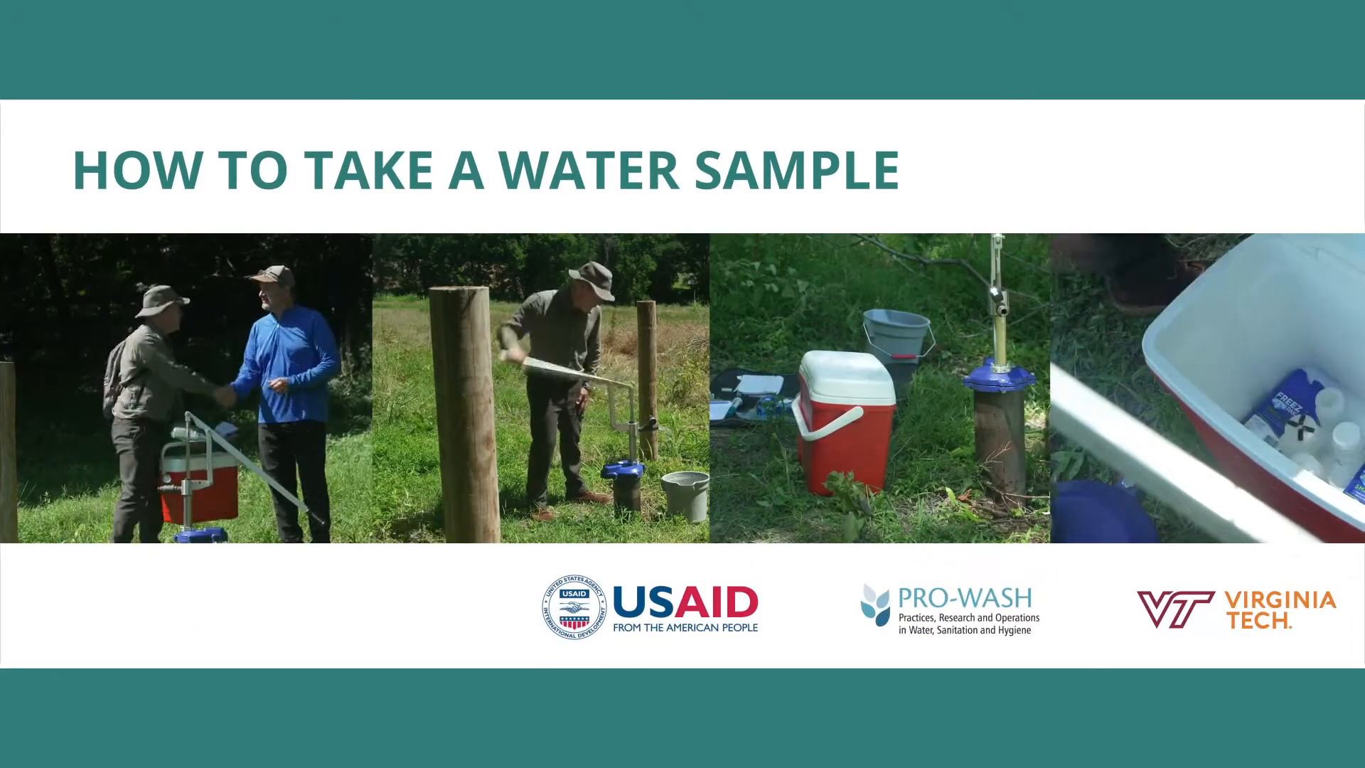 thumbnail of a global development training video showing how to collect water sample Video Portfolio %page